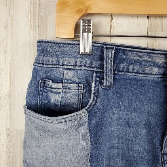 Libby Edelman Denim Color Block Skirt Blue Size Medium - Picture 9 of 10